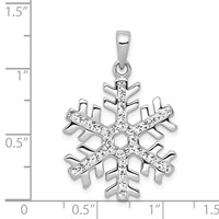 Sterling Silver Rhodium-plated Stellux Crystal Large Snowflake Pendant view 3