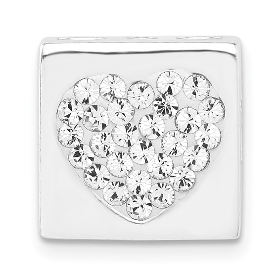 Sterling Silver Stellux Crystal Heart Square Slide Pendant