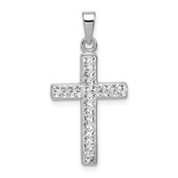 Sterling Silver Rhodium-plated Stellux Crystal Cross Pendant view 1