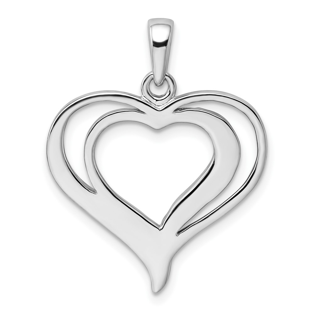 Sterling Silver Rhodium-plated Stellux Crystal Double Heart Pendant (QP2490)