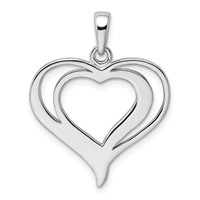 Sterling Silver Rhodium-plated Stellux Crystal Double Heart Pendant view 4