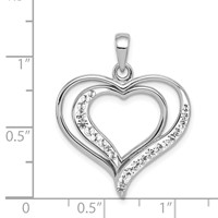 Sterling Silver Rhodium-plated Stellux Crystal Double Heart Pendant view 3