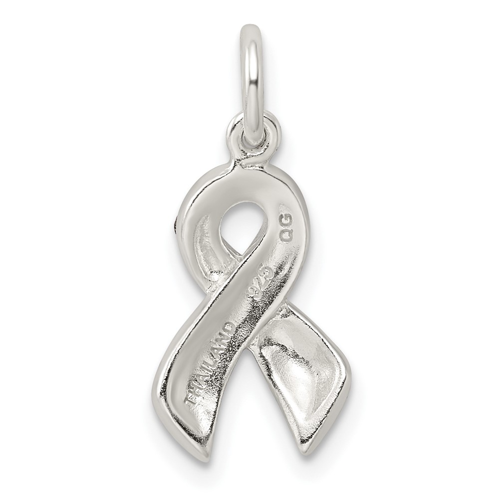 Sterling Silver Stellux Crystal Pink Awareness Ribbon Pendant (QP2497)