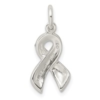 Sterling Silver Stellux Crystal Pink Awareness Ribbon Pendant view 4