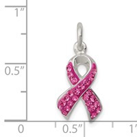 Sterling Silver Stellux Crystal Pink Awareness Ribbon Pendant view 3