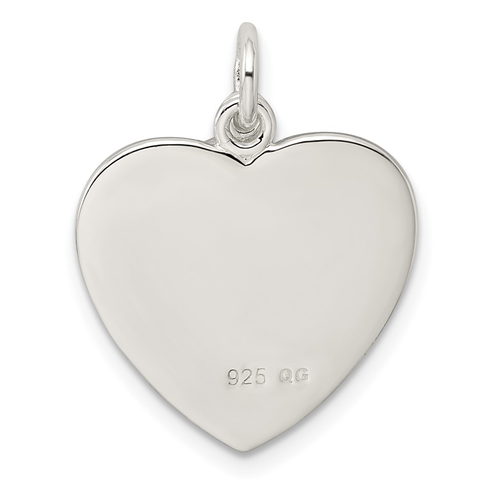 Sterling Silver Stellux Pink Awareness Ribbon w/ Heart Pendant (QP2498)