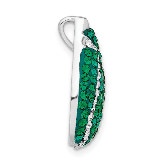 Sterling Silver Green & White Stellux Crystal Teardrop Slide