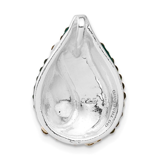Sterling Silver Green & White Stellux Crystal Teardrop Slide