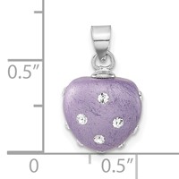 Sterling Silver Rhodium-Plated Stellux Crystal Purple Heart Pendant view 3