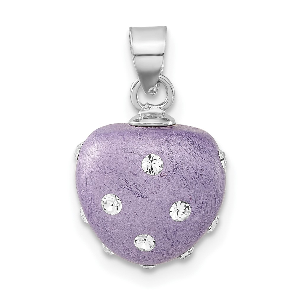 Sterling Silver Rhodium-Plated Stellux Crystal Purple Heart Pendant