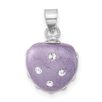 Sterling Silver Rhodium-Plated Stellux Crystal Purple Heart Pendant view 1