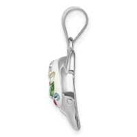 Sterling Silver Rhodium Plated Stellux Crystal Dolphin Pendant view 2