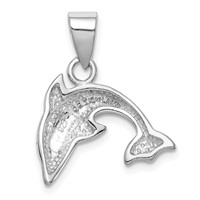 Sterling Silver Rhodium Plated Stellux Crystal Dolphin Pendant view 4