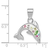 Sterling Silver Rhodium Plated Stellux Crystal Dolphin Pendant view 3