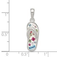 Sterling Silver Multi-Color Stellux Crystal Flip-flop Pendant view 3