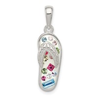 Sterling Silver Multi-Color Stellux Crystal Flip-flop Pendant view 1