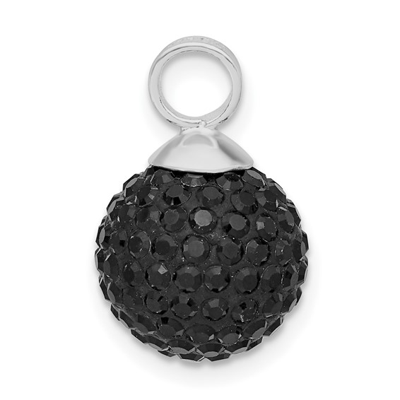Sterling Silver Stellux Black Crystal Ball Pendant