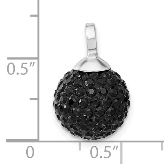Sterling Silver Stellux Black Crystal Ball Pendant