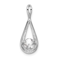 Sterling Silver Rhodium-plated 7mm CZ Teardrop Pendant view 4