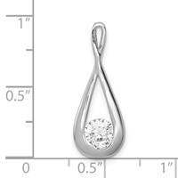 Sterling Silver Rhodium-plated 7mm CZ Teardrop Pendant view 3