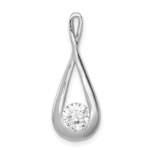 Sterling Silver Rhodium-plated 7mm CZ Teardrop Pendant