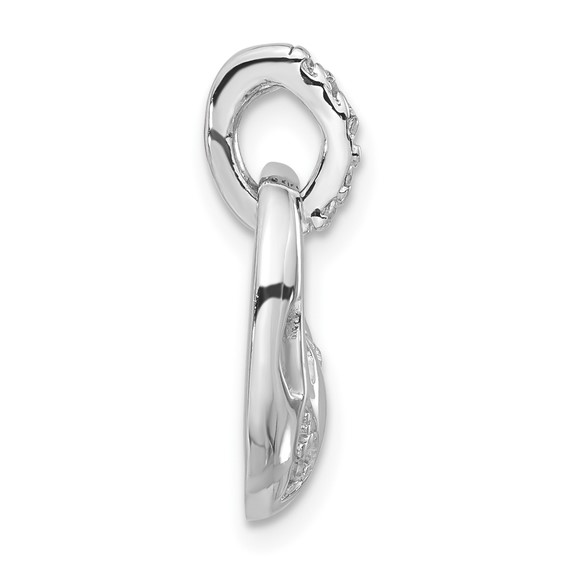 Sterling Silver Rhodium-plated CZ Geometric Oval Pendant