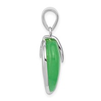 Sterling Silver Green Jade Heart Pendant view 2