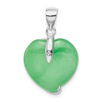 Sterling Silver Green Jade Heart Pendant view 4