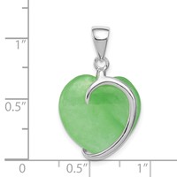 Sterling Silver Green Jade Heart Pendant view 3