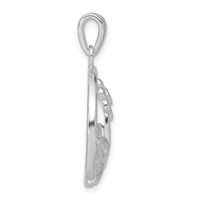Sterling Silver Polished Flower Circle Pendant view 2