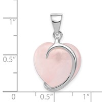 Sterling Silver Rose Quartz Heart Pendant view 3