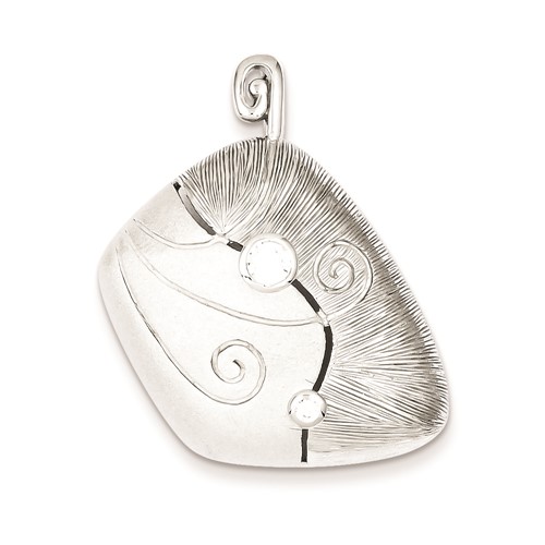 Sterling Silver CZ & Matte Curl Pendant