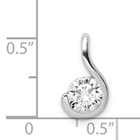 Sterling Silver Rhodium-plated 6mm CZ Pendant view 3