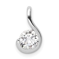 Sterling Silver Rhodium-plated 6mm CZ Pendant view 1