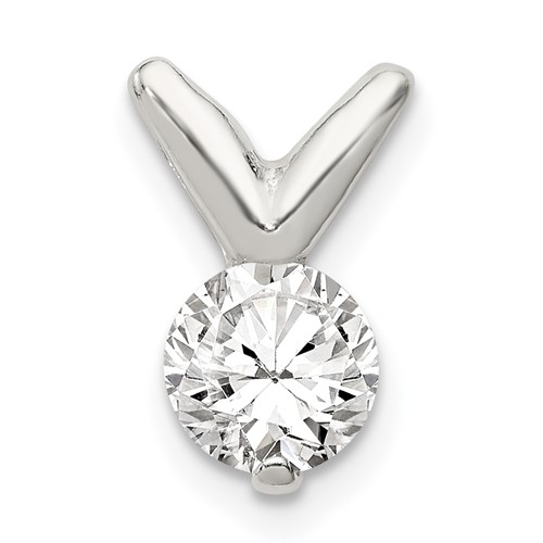 Sterling Silver 6mm Round CZ Pendant Chain Slide