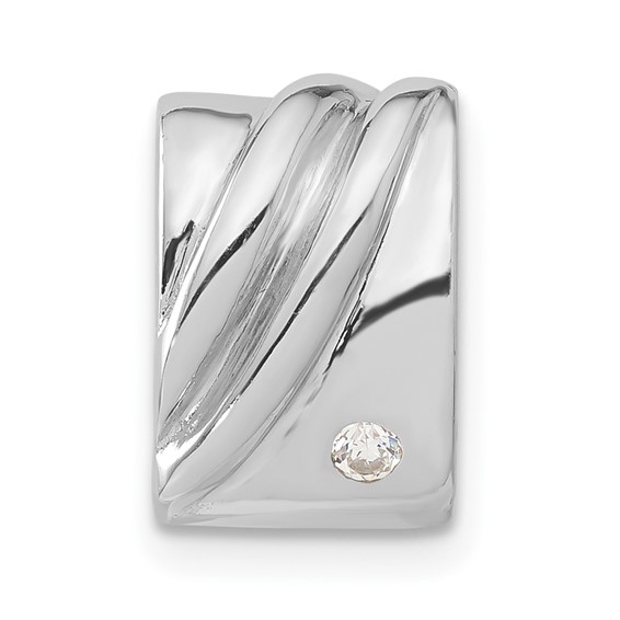 Sterling Silver Rhodium-plated CZ Pendant Slide