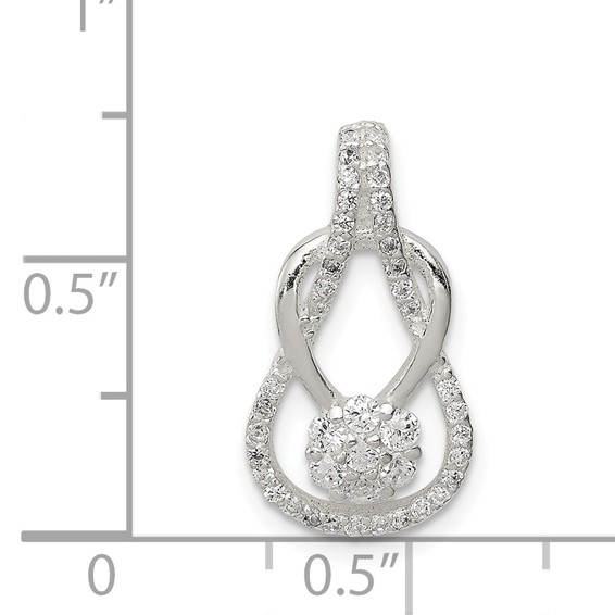 Sterling Silver CZ & Teardrop Pendant