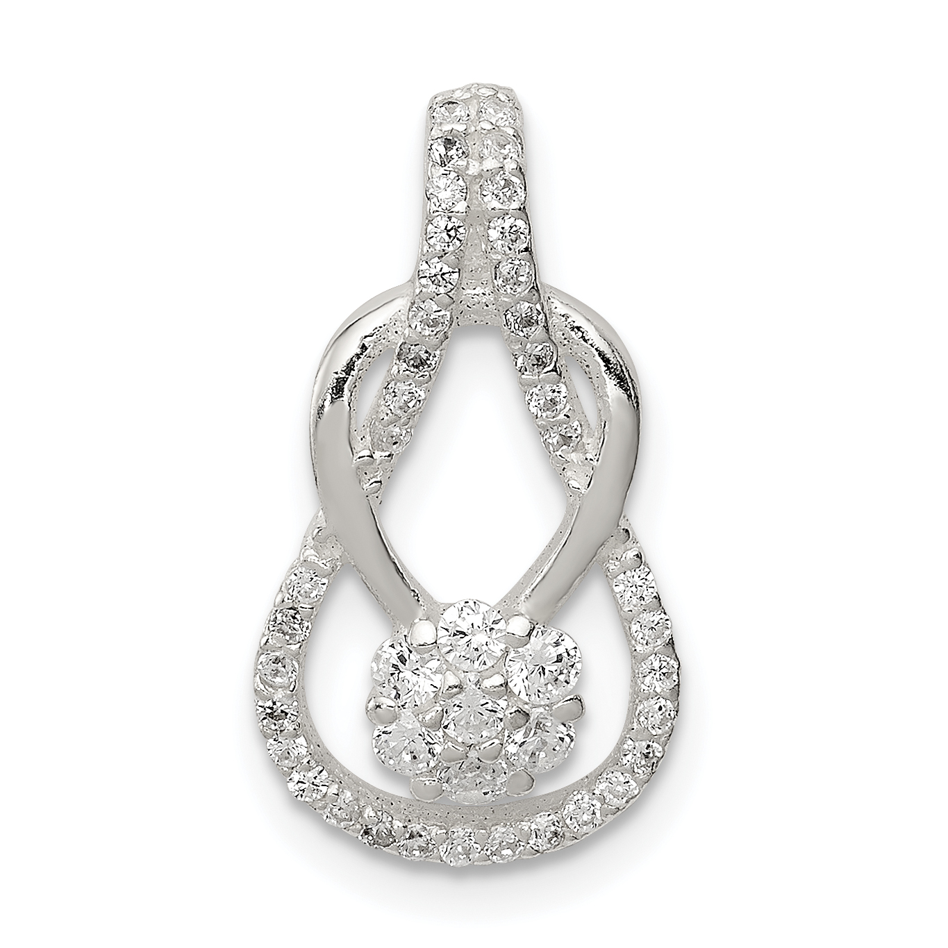 Sterling Silver CZ & Teardrop Pendant (QP2659)
