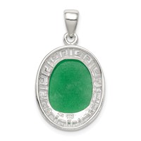 Sterling Silver Jade Greek Key Pendant view 4