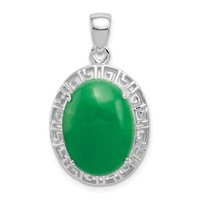 Sterling Silver Jade Greek Key Pendant view 1