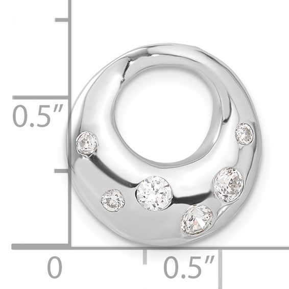 Sterling Silver Rhodium-plated CZ Circle Pendant Slide