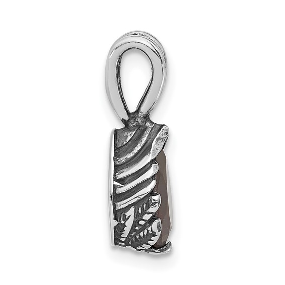 Sterling Silver Antiqued Red/Purple CZ Pendant