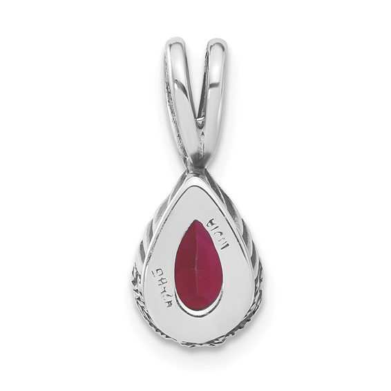 Sterling Silver Antiqued Red/Purple CZ Pendant