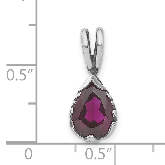 Sterling Silver Antiqued Red/Purple CZ Pendant