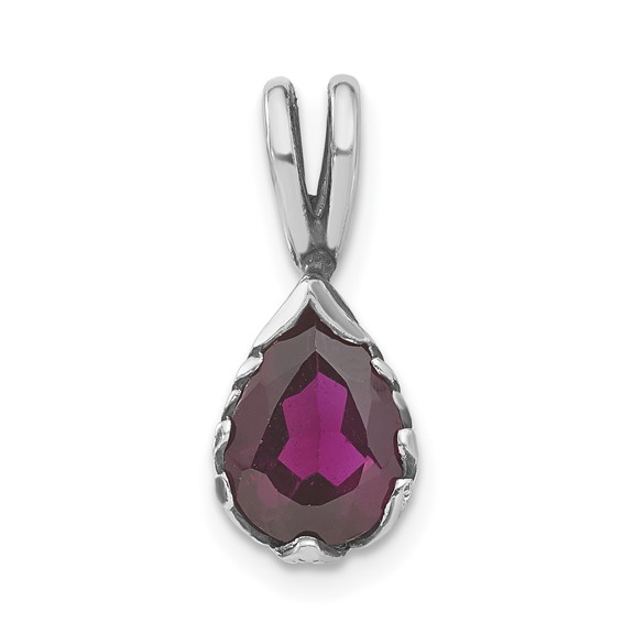 Sterling Silver Antiqued Red/Purple CZ Pendant