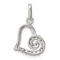 Sterling Silver CZ Heart Pendant view 4