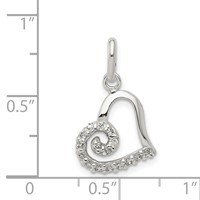 Sterling Silver CZ Heart Pendant view 3