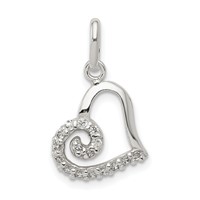 Sterling Silver CZ Heart Pendant view 1