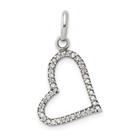 Sterling Silver CZ Heart Pendant view 1