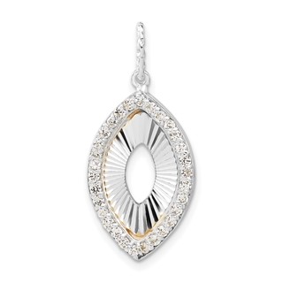 Sterling Silver & Flash Gold-plated CZ Diamond Cut Pendant